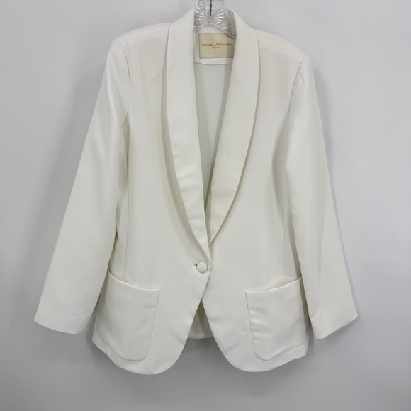 Amanda Uprichard Shawl Collar Blazer in Ivory Off White Size XL - Picture 2 of 10